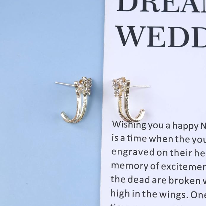 Vintage Crystal Butterfly Claw Earrings Rhinestone Claw Stud Earrings Sparkly Cz Butterfly Earrings Gold Butterfly Illusion Earrings Jewelry for Women-VivaGrace Women