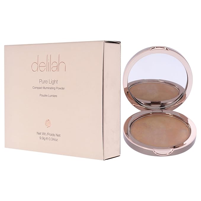 delilah - Pure Light Compact Illuminating Powder - Aura - Lightweight, Long Lasting, Loose Setting Powder Face Makeup For Brightening And Radiant Finish - Light Coverage - Vegan - Cruelty No-0.34 oz-VivaGrace Women