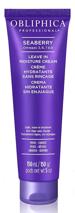 Obliphica Seaberry Leave In Moisture and Styling Cream for Women - Anti-Frizz Control, Normal Hair Products, Damaged Repaired Hair - Hair Mask & Treatment for Protecting Hair & Scalp - 5 Fl Oz-VivaGrace Women
