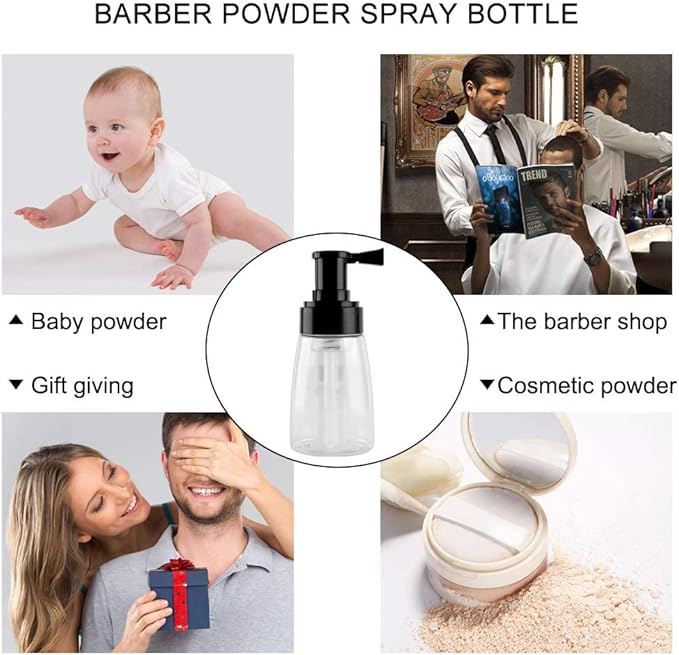 Barber Powder Bottle Spray - for Applying Talc and Powder - Empty Powder Travel Cosmetics Blower, Refillable Hair Fiber Applicator for Hair Salon, Home, Beauty-VivaGrace Women