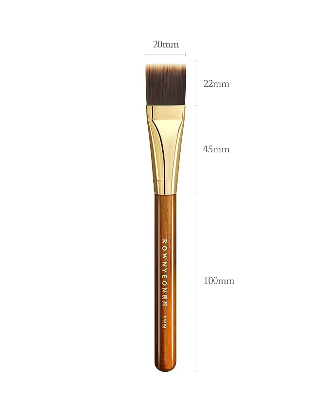 Desert Oak Series Flat Top Foundation Brush - 20mm Ultra-Thin Nylon Bristles for Streak-Free Liquid Foundation, Smooth Buffing & Full Coverage, Bubinga Handle & Brass Ferrule (CM 184)-VivaGrace Women