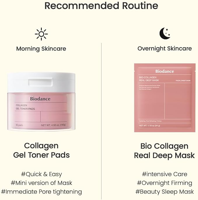 Biodance Collagen Gel Toner Pads, Pore Minimizer for Face, Improving Elasticity, Gentle Exfoliating Toner Pads for Sensitive Skin, Korean Skincareㅣ4.93 fl.oz.(140g)*60Pads-VivaGrace Women