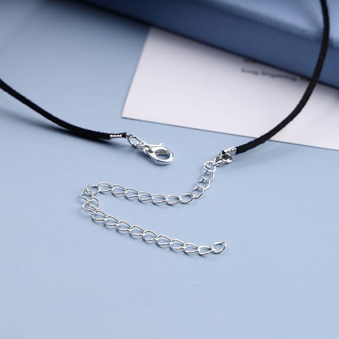 Boho Leather Choker Necklace Thin Black Suede Velvet Necklace Chain Vintage Minimalist Beaded Necklace 90s Chain Jewelry for Women Gifts-VivaGrace Women