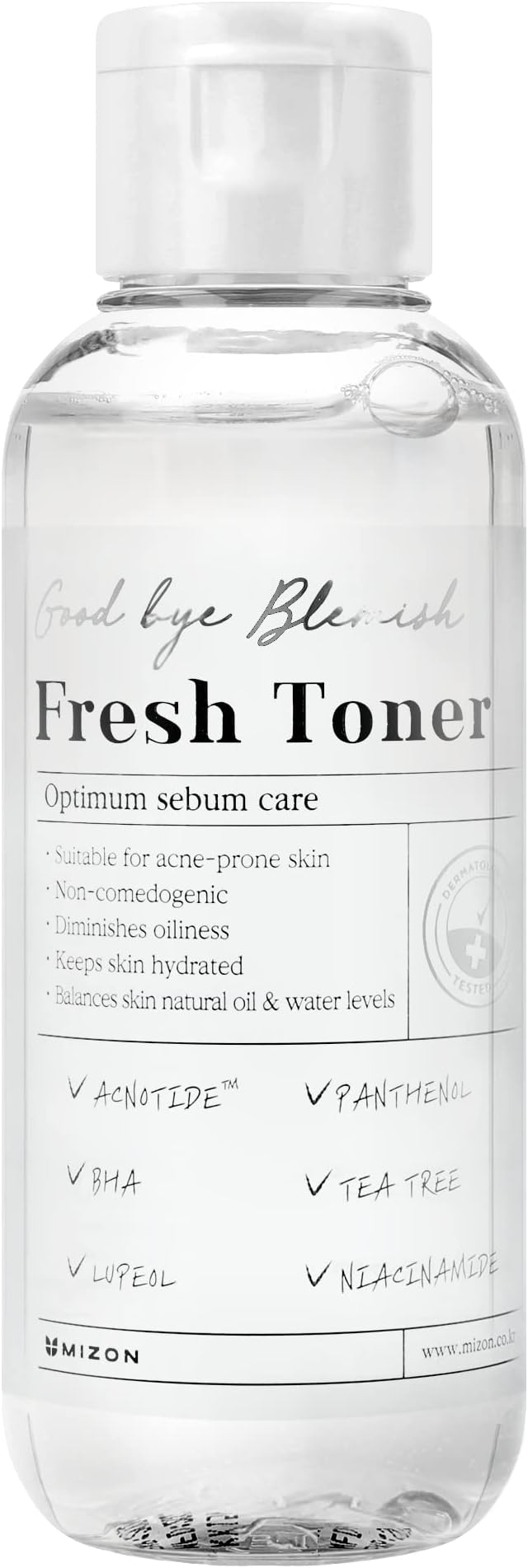 MIZON Goodbye Blemish Fresh Toner, BHA, Niacinamide for Excessive Sebum, Troubled Skin, Acne Treatment, Breakout Treatment, Korean Skincare, Acne Spot Treatment, Smooth Skin (120ml/4.05 fl. oz.)-VivaGrace Women