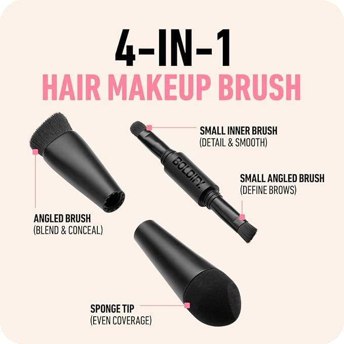 BOLDIFY Four Ended Hairline Powder Brush - Precision Hair Makeup Brush Set with Sponge Tip for Seamless Blending - Ideal as a Hair Concealer/Contour, Root Touch Up-VivaGrace Women
