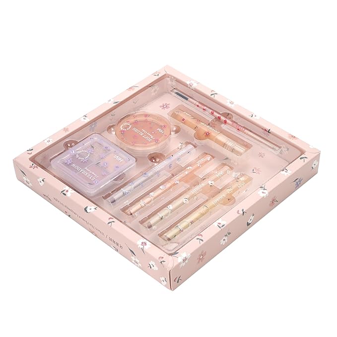 Makeup Kit for Girls, 8 Pieces Makeup Set, Include 4 Color Lipsticks and Eyeshadow, Eyebrow Pencil, Concealer, Blush Palette, Ideal Gift for Girls-VivaGrace Women
