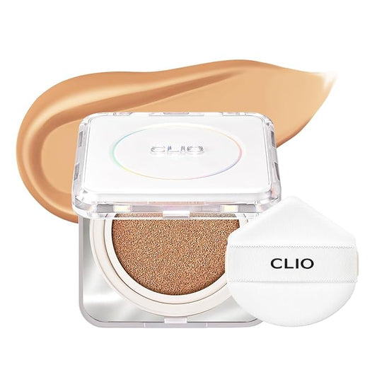 CLIO Kill Cover Founwear Cushion The Original – 20 Shades, Buildable Light to Medium Coverage, Natural Finish, Korean Makeup Foundation, Long-Lasting Skin Fit, 26C SHELL BEIGE-VivaGrace Women