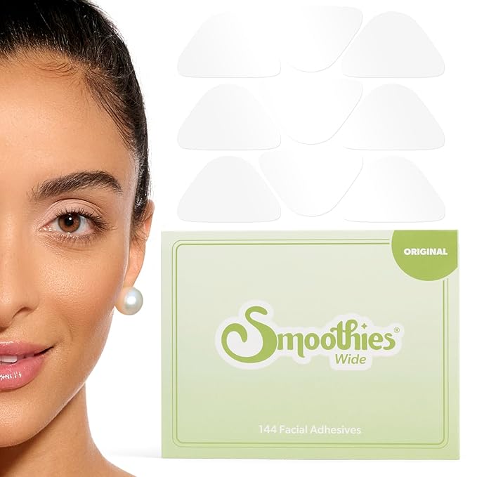 Smoothies Wide Wrinkle Patches for Face Overnight - Facial Patches for Elevens, Crows Feet and more, 144 Facial Adhesives per Box - Face Tape, Made in the USA-VivaGrace Women