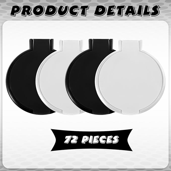 Yalikop 72 Pcs Compact Mirror Bulk Portable Round Makeup Mirror Mini Foldable for Purse Women Travel Daily Use Mother‘s Day Gifts (White,Black)