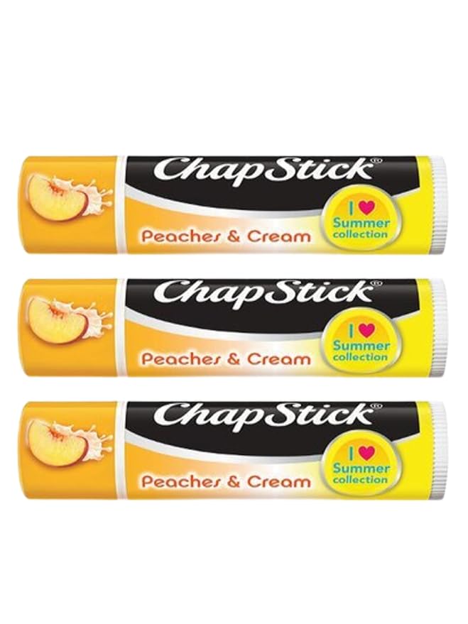 Peaches and Cream Chapstick 3-Pack. Includes Bonus Lip Balm Holder Keychain (White). Limited Edition Flavor from the Chapstick I Love Summer Collection, Unique Gift Bundle from Tiny Seed-VivaGrace Women