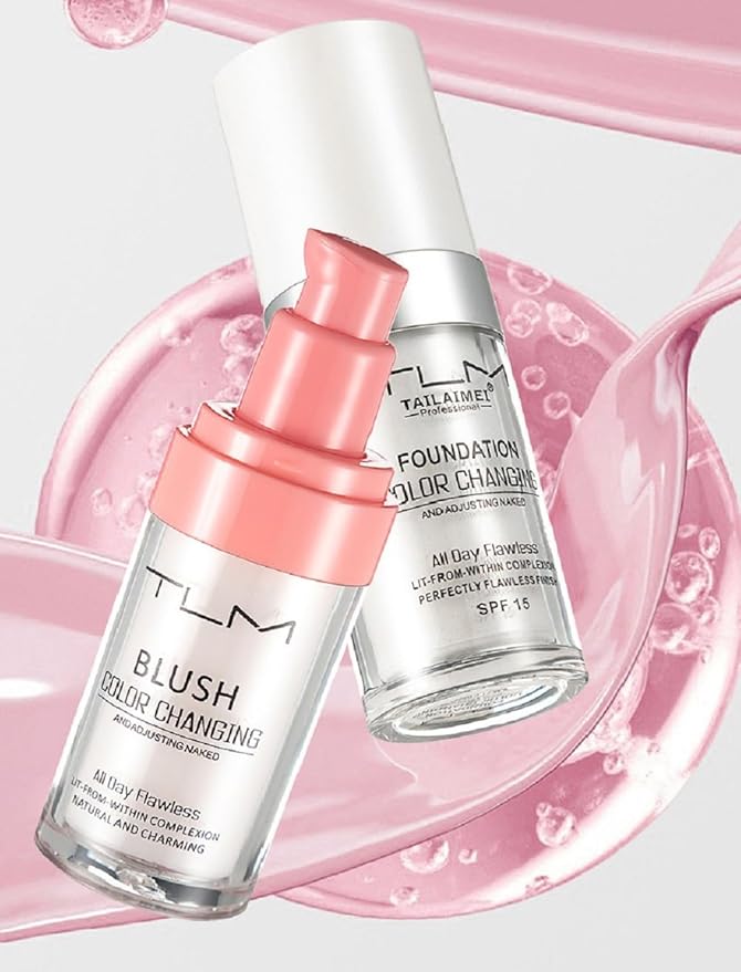 TLM Foundation Color Changing,and Adjusting Naked,All Day Flawless Makeup,Lit-From-Within complexion,Natural and Charming,Luminzing Satin Face Color(30ML,Pink)-VivaGrace Women