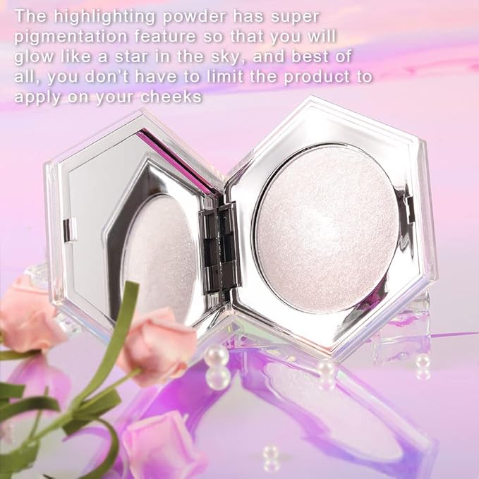 evpct Pearl White Silver Face Highlighter Makeup Shimmer Glitter Diamond Sparkly Highlighters Makeup Palette Powder for Face Body Cheek Pale Skin-VivaGrace Women
