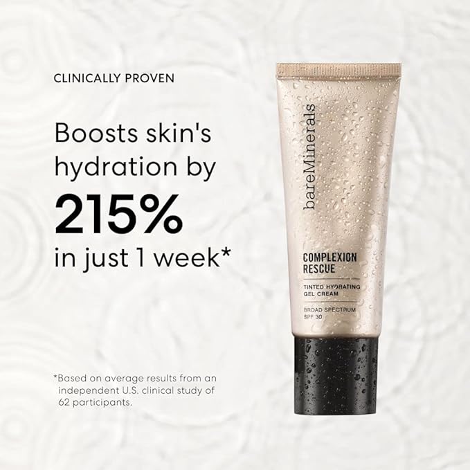 bareMinerals Complexion Rescue Tinted Moisturizer for Face with SPF 30 + Hyaluronic Acid, Hydrating Tinted Mineral Sunscreen for Face, Skin Tint, Vegan (Mahogany 11.5)-VivaGrace Women