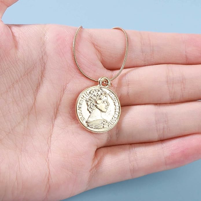 Boho Layered Coin Necklace Choker Gold Medallion Pendant Necklace Round Disc Necklace Vintage Snake Chain Necklace Jewelry for Women-VivaGrace Women
