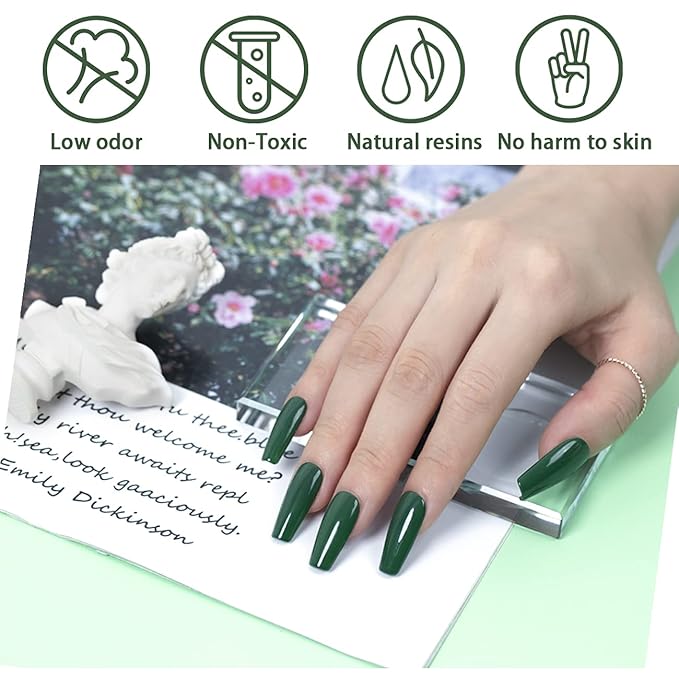 RARJSM Hunter Green Gel Polish, Emerald Green Nailpolish Soak Off UV LED ForestGreen Nail Gel Polish Nail Art Starter Manicure Salon DIY at Home