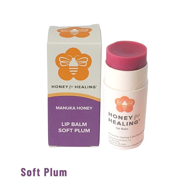 Lip Balm Moisturizer with Manuka Honey 15+ UMF, Coconut Oil, and Castor Oil For Chapped, Cracked, Dry Lips | Protects, Smoothes, and Nourishes your Lips | 0.25 oz / 7 gr (Soft Plum)-VivaGrace Women