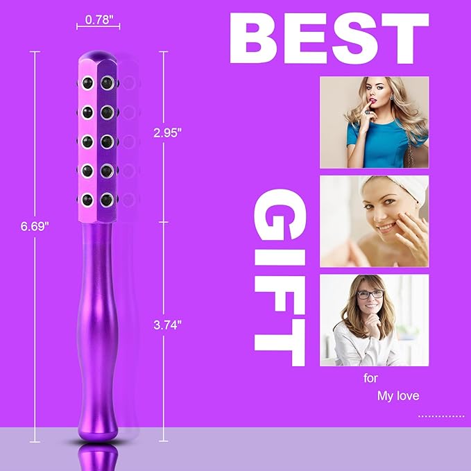 2025 Beauty Roller – Germanium Stone Face Sculpting Tool, Uplift Facial Massaging Beauty Tool, Firming Massage Wand for Skin Tightening, Portable Cooling & Sculpting (Purple)-VivaGrace Women