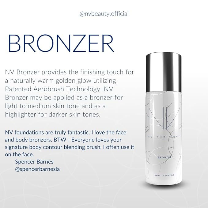 NV Perfecting Fine Mist Bronzer Buildable Coverage Professional Airbrush Makeup with Plant-based Stem Cell Polypeptides, Vitamins A, D, E and Aloe, 1.5 ounces, BRONZER-VivaGrace Women