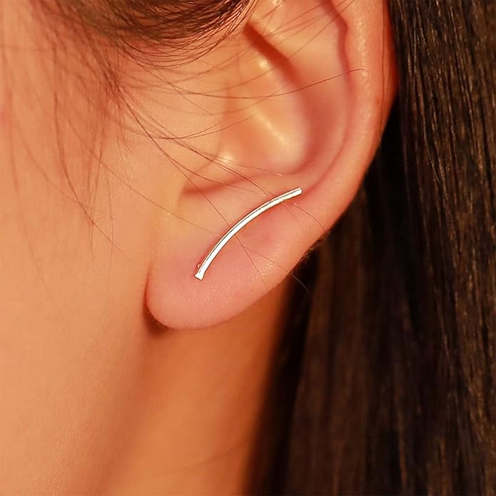 Boho Bar Ear Climber Earrings Gold Stick Studs Earrings Bar Ear Crawler Earrings Geometric Minimalist Earrings Jewelry for Women and Girls-VivaGrace Women
