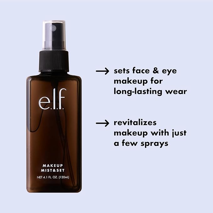 e.l.f. Makeup Mist & Set, Hydrating Setting Spray For Setting & Reviving Makeup, Soothes & Hydrates Skin, Infused With Vitamin A, Vegan & Cruelty-free, 4.05 Fl Oz (120 ml)-VivaGrace Women