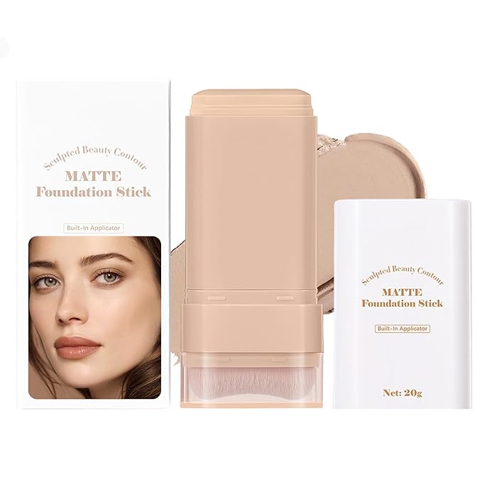 Beauty Balm Serum Boosted Skin Tint, Dual-Ended Eraser Foundation Stick with Brush, Full Coverage Cream Korean Makeup, Long-Lasting Stick for Smooth, Flawless Finish (#2 Nature)-VivaGrace Women