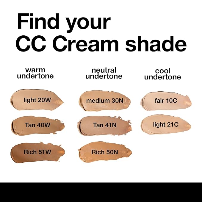 Palladio Full-Coverage Color Correction CC Cream, Oil-Free with Peptides & Vitamin C, Buildable Foundation Coverage (Tan 40W, Warm Undertone),0.87 Fl Oz (Pack of 1)-VivaGrace Women