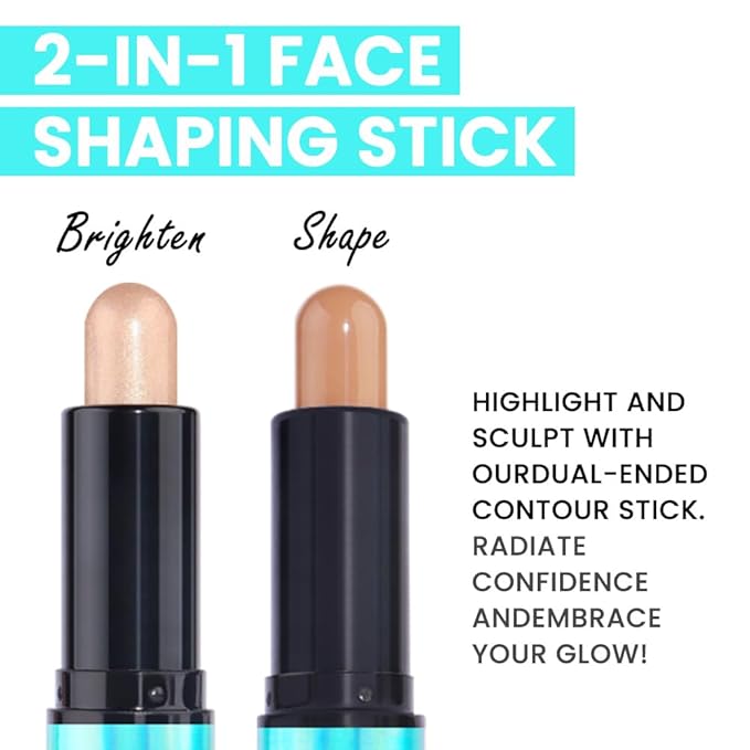 evpct 2in1 Face Shaping & Contouring Stick Cream Contour Concealer Bronzer Stick Makeup Kit for Beginner Face Highlighter Makeup Stick contorno maquillaje de maquillaje profesional,NEW Medium-VivaGrace Women