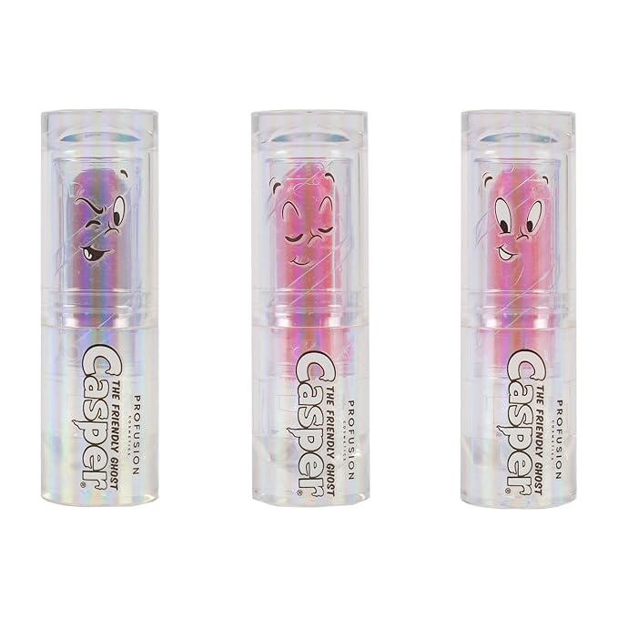 Profusion Cosmetics Casper The Friendly Ghost 3 PC Lip & Cheek Balm Set, Moisturizing Clear Shine Lip Balm and Nourishing Cheek Balm, Unique Makeup Blending Formula, Easy Apply and Long-Lasting Wear-VivaGrace Women