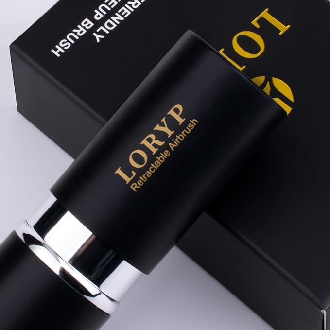 LORYP Retractable Makeup Brush Matte Black Kabuki Foundation Brush for liquid Cream and Powder Makeup 2 Pack Travel Makeup Brush Set-VivaGrace Women
