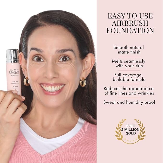 Jerome Alexander MagicMinerals AirBrush Foundation, Spray Makeup with Skincare Active Ingredients, Ultra-Light, Buildable, Full Coverage Formula (Warm Medium)-VivaGrace Women