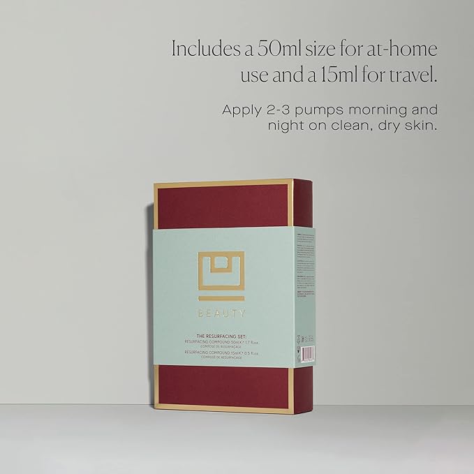 U Beauty Resurfacing Compound Value Set | Vitamin C Serum with Retinol, Vitamin E, AHA Exfoliant, Hyaluronic Acid, Anti Aging and Discoloration - 0.5 fl.oz (Set of 2)-VivaGrace Women