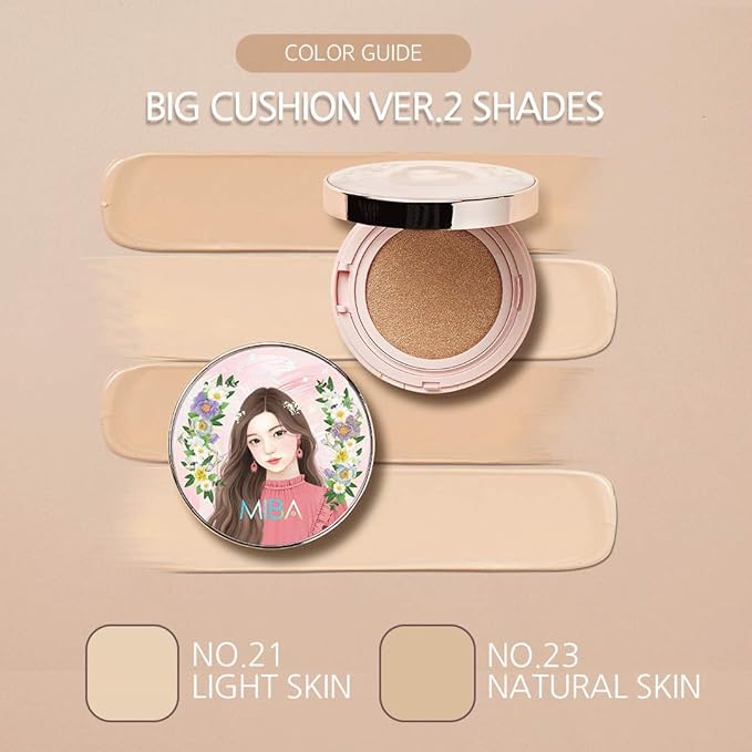 MIBA Ion Calcium Foundation Double Cushion RX 25 g / 0.88 oz Big Cushion SEASON2 Long Lasting Effect for Dewy Skin. Skin moisturizing. Skin tightening relief. Fine coverage. Smooth adhesion (No 23)-VivaGrace Women