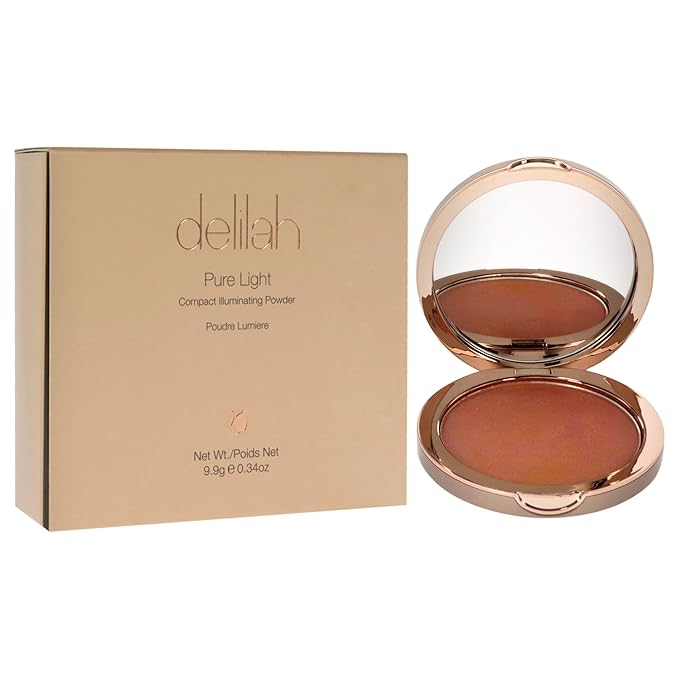 delilah - Pure Light Compact Illuminating Powder - Lustre - Lightweight, Long Lasting, Loose Setting Powder Face Makeup For Brightening And Radiant Finish - Light Coverage - Vegan-Cruelty Free-0.34 oz-VivaGrace Women