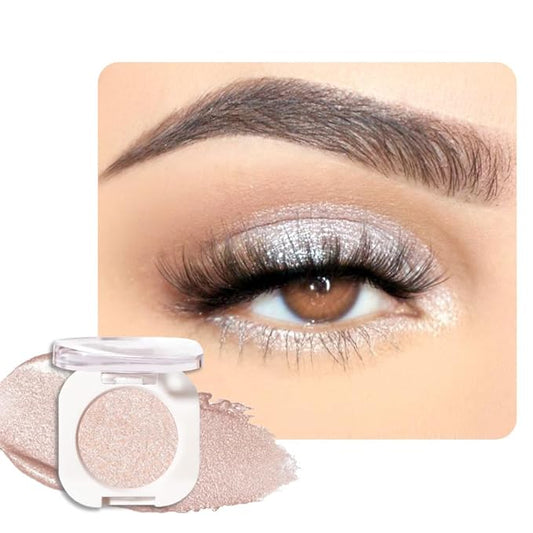 Pear White Shimmer Single Eyeshadow Makeup, Neutral Powde Eye Shadow for Women, Sparkly Pearl Glitter Singles Eyeshadow Palette Pigmented Waterproof, sombras para ojos, Girls Eyeshadows Gift 23-VivaGrace Women