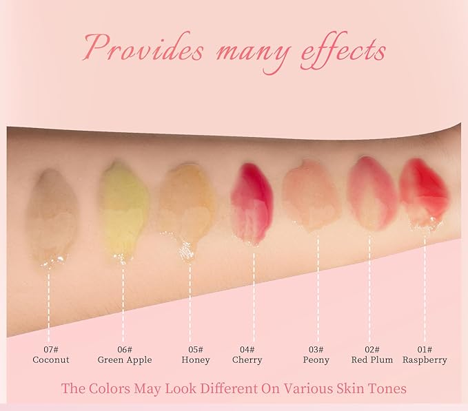 Plumping Lip Oil, Long Lasting Hydrating Lip Stain Lip Balm Cherry Fruit Revitalizing, Transparent Lip Care Oil for Dry Lip (Cherry Red)-VivaGrace Women