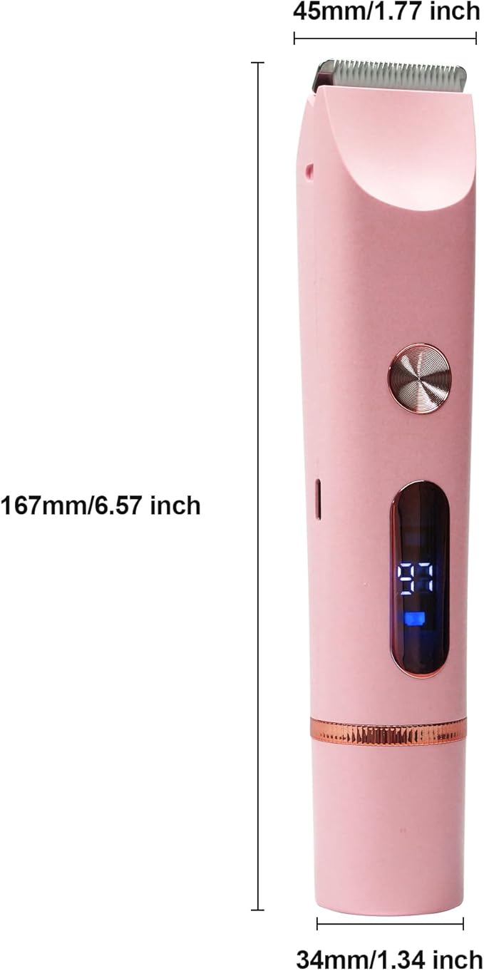 2025 Upgraded Bikini Trimmer for Women & 2 in 1 Dermave Bikini Shaver with LCD Display, Dual Head Cordless Electric Shaver, IPX7 Waterproof Wet/Dry Body Hair Trimmer for Face Body Intimate Areas,Pink-VivaGrace Women