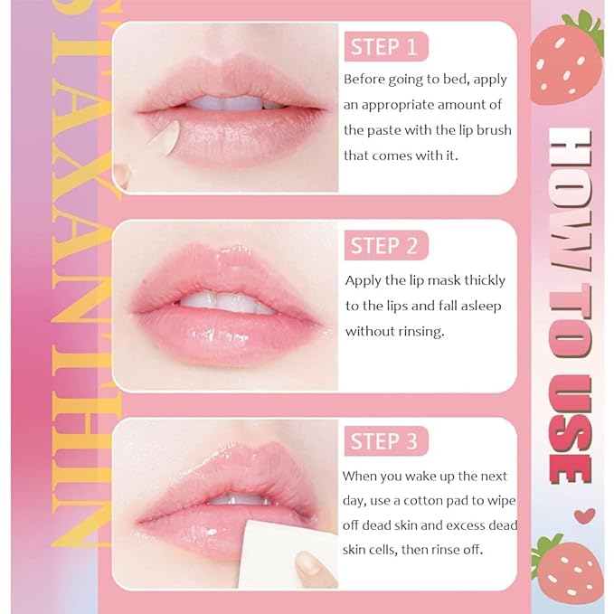 3 PCS Bee Lip Mask Lip Balm Honey Pot, Strawberry & Honey Lip Sleeping Mask Hydrating Prevention Dry and Cracked Lip Scrubs Exfoliator,Lip Mask Overnight Reduces Lip Lines-VivaGrace Women