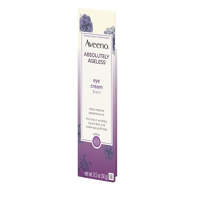 Aveeno Absolutely Ageless 3-in-1 Anti-Wrinkle Eye Cream for Fine Lines & Wrinkles, Crows Feet, & Under-Eye Puffiness, Antioxidant Blackberry Complex, Hypoallergenic, Non-Greasy, 0.5 oz-VivaGrace Women