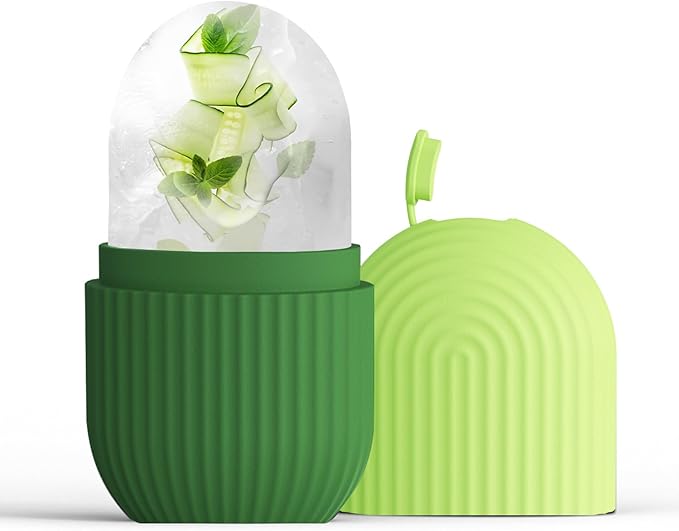 XHJRI Ice Roller Massager for Face, Eyes and Neck - Naturally Condition Skin, De-Puff Eye Bags, Reduce Migraine Pain - Reusable Silicone Ice Mold (Green)-VivaGrace Women