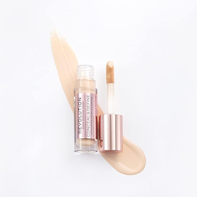 Makeup Revolution Conceal and Define Concealer, Full Coverage & Matte Finish, C2.5 for Fair/Light Skin Tones, Vegan & Cruelty-Free, 0.7 Fl Oz-VivaGrace Women
