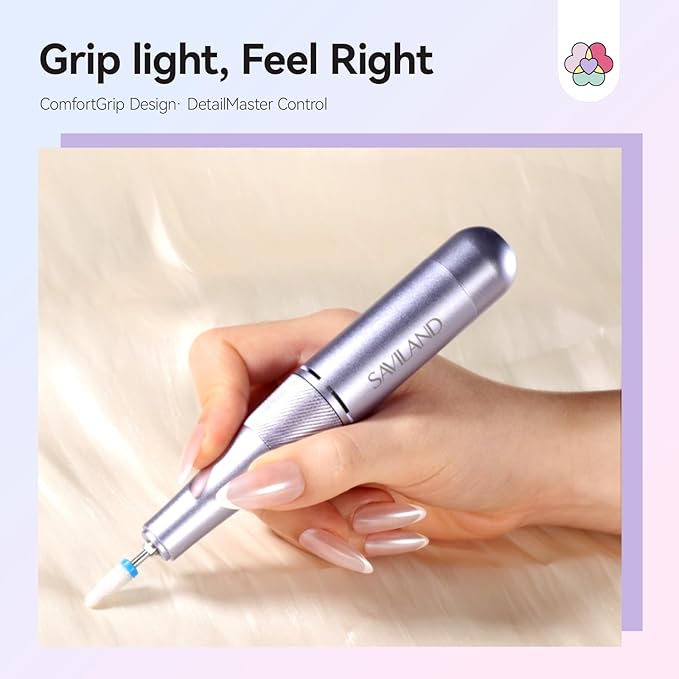 SAVILAND Advanced 50000 RPM Nail Drill Professional: 10S Fast Removal Electric Nail File Portable Nail Filer Electric with Rechargeable Electric Nail Drill Bits Pro Acrylic Nail Manicure Nail Tools-VivaGrace Women