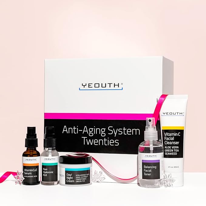YEOUTH Skin Care Set: Hyaluronic Acid Serum for Face, Vitamin C Facial Serum, Face Cleanser, Toner & Cream, Hydrating Skin Care Kit 5-Piece-VivaGrace Women