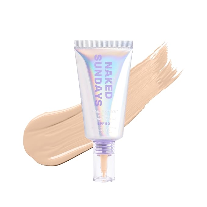 Naked Sundays BeautyScreen™ SPF 50 Mineral Peptide Foundation Tint – 2-in-1 Skin Tint & Mineral Sunscreen | Radiant, Buildable Coverage, Acne-Safe, Infused with Peptides (2 Fair Sand, 1.01 oz)-VivaGrace Women