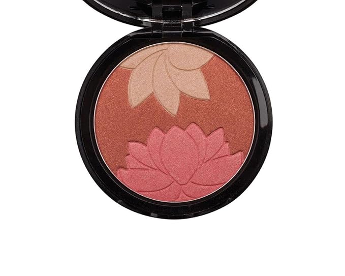 Manna Kadar Beauty - Blossom Floral Compact, Multi-functional Blush & Highlighter, 3 Shades of Pink, Coral, & Champagne for a Perfect Blend, Natural & Radiant, Use on Décolletage, Highly Pigmented-VivaGrace Women