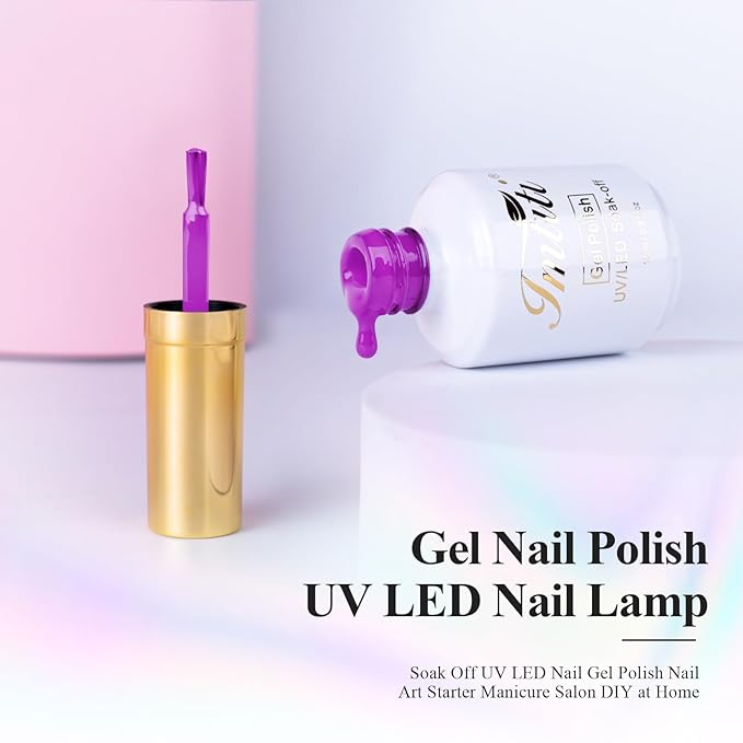 Imtiti Magenta Purple Gel Nail Polish - Bright Purple Color Autumn Winter Gel Polish - Long-Lasting Color Suitable for All Occasions UV LED Cure Gel Polish