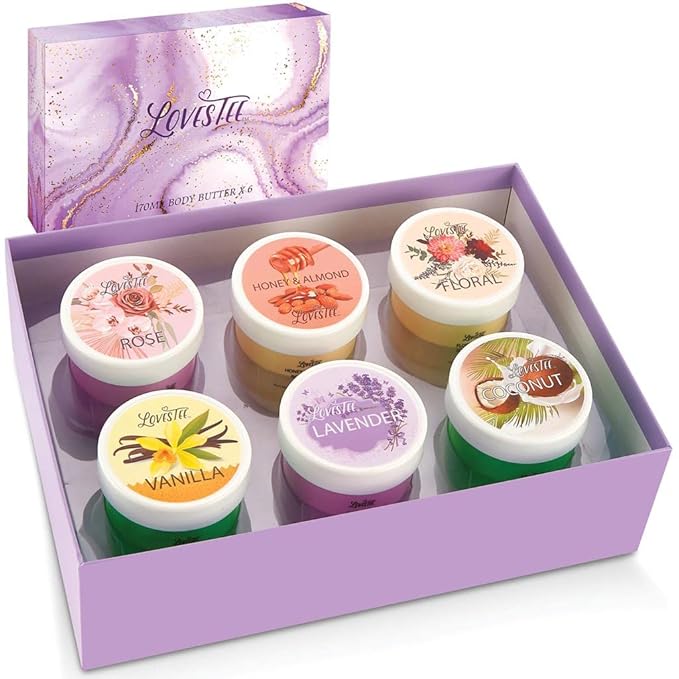 LOVESTEE Moisturizing Body Lotion, Women-Men's Christmas-Birthday Gift Set, Soothes All Skin Types includes Shea Butter, Fragrances Lavender, Vanilla, Rose, Honey Almond, Coconut and Floral-VivaGrace Women