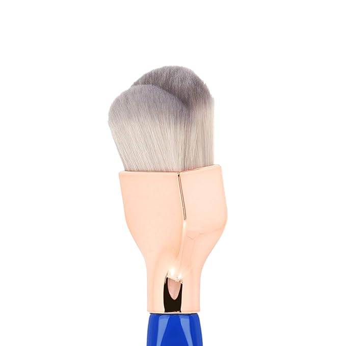 Bdellium Tools Professional Makeup Brush - Golden Triangle 972 Large Rounded Double Dome Blender - With All Vegan and Soft Synthetic Fibers, For Foundation Application & Blending (Blue, 1pc)-VivaGrace Women