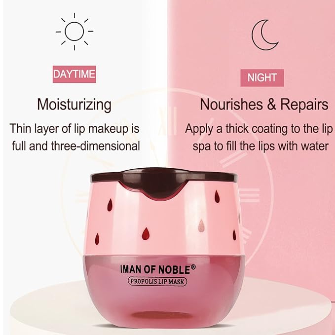 2PCS Strawberry Sleeping Lip Mask,Bee Lip Balm Lip Mask Honey Pot Propolis Moisturizing Lip Balm with Stick,Plumping Lip Hydrating Prevention Dry & Cracked Lip Scrubs Exfoliato Lip Wrinkle Care-VivaGrace Women