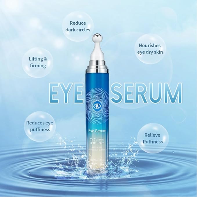 Eye Serum with Roller ball, 15 ML Eye Cream for Dark Circles and Puffiness, Anti-Aging Under Eye Roller Cream Reduce Wrinkles and fine lines-VivaGrace Women