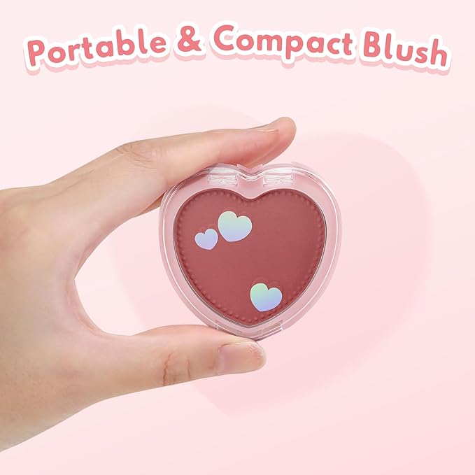Boobeen Powder Blush Matte Pressed Blush Palette, Highly Pigmented Cream Pink Blusher for Cheeks, Blusher Compact Powder Makeup Lightweight Easily Blends, Single Color Rouge Powder-VivaGrace Women